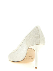 Jimmy Choo White Tencel High-Heel Pumps