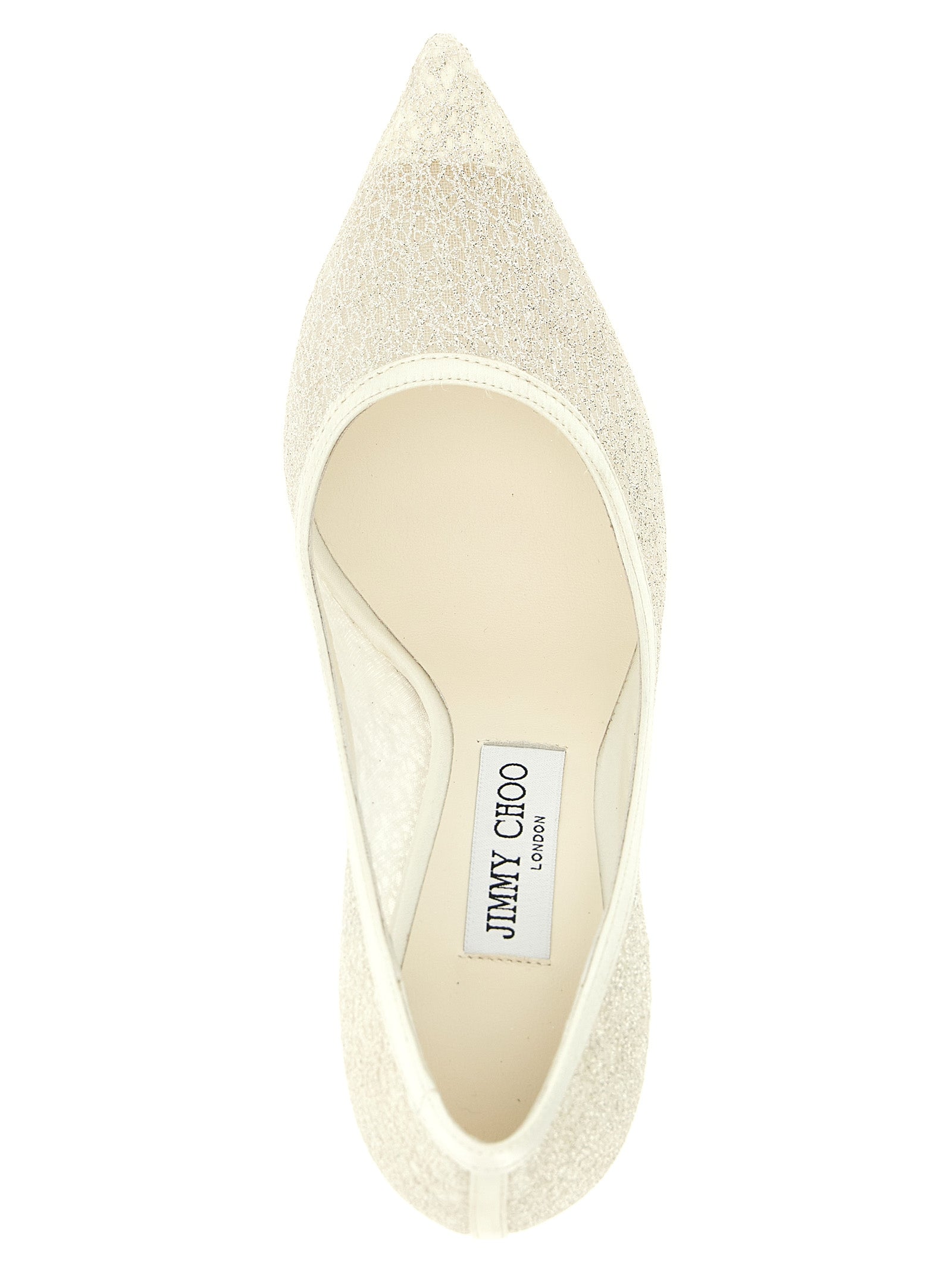Jimmy Choo White Tencel High-Heel Pumps