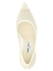 Jimmy Choo White Tencel High-Heel Pumps