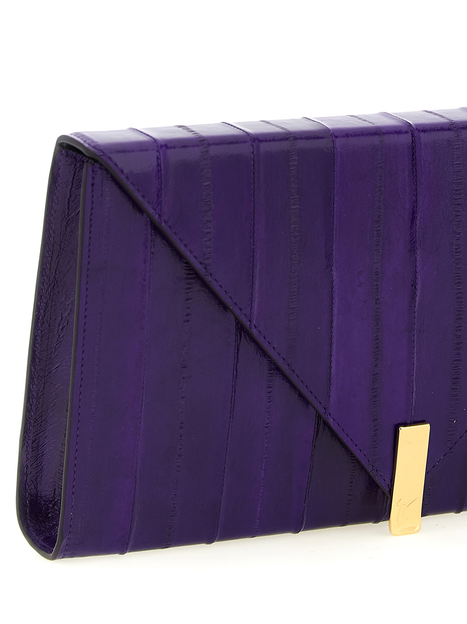 Giuseppe Zanotti Deep Purple Eel Leather Clutch Bag