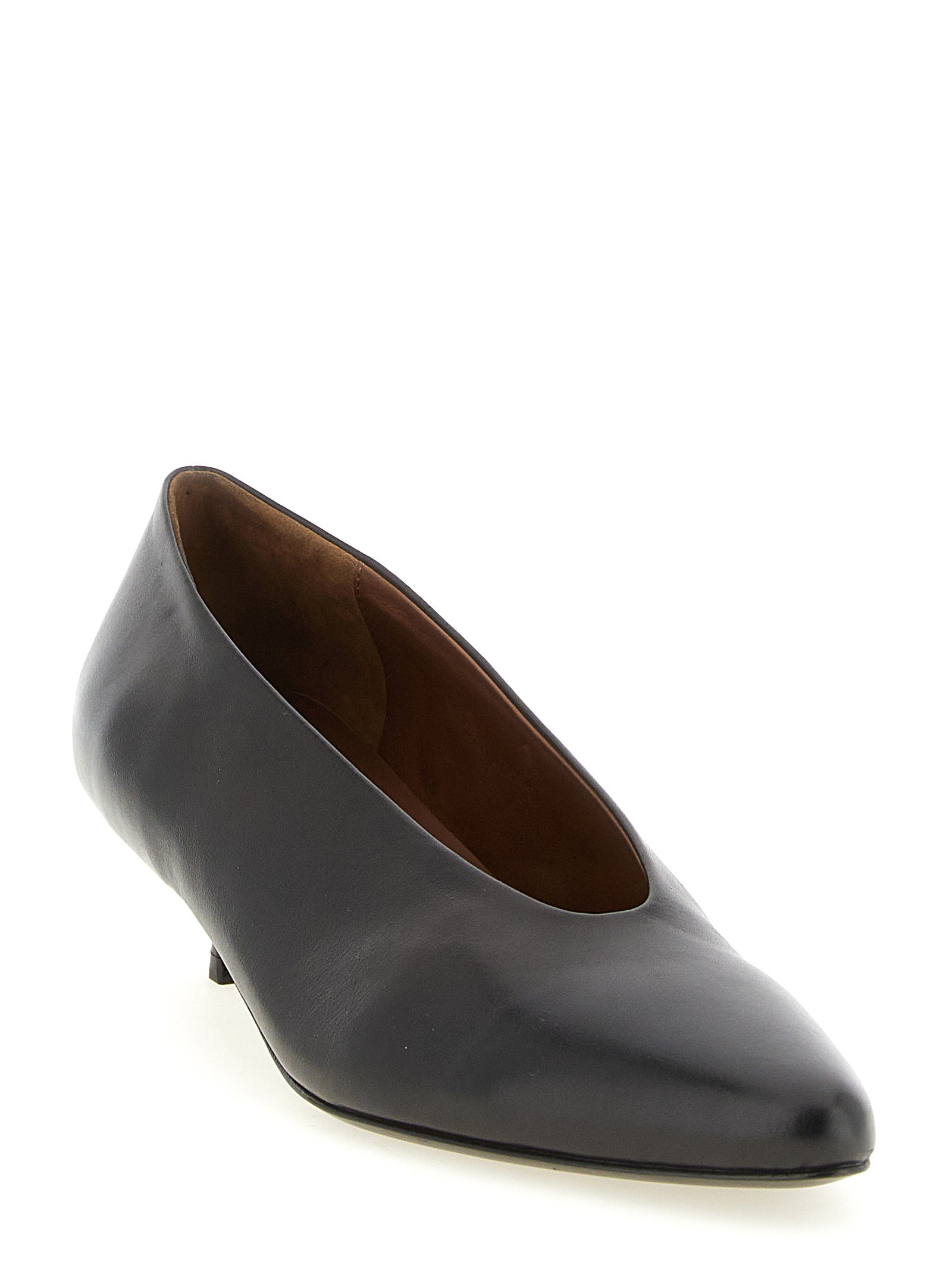 Marsèll Dark Brown Calfskin Mid Heel Pumps