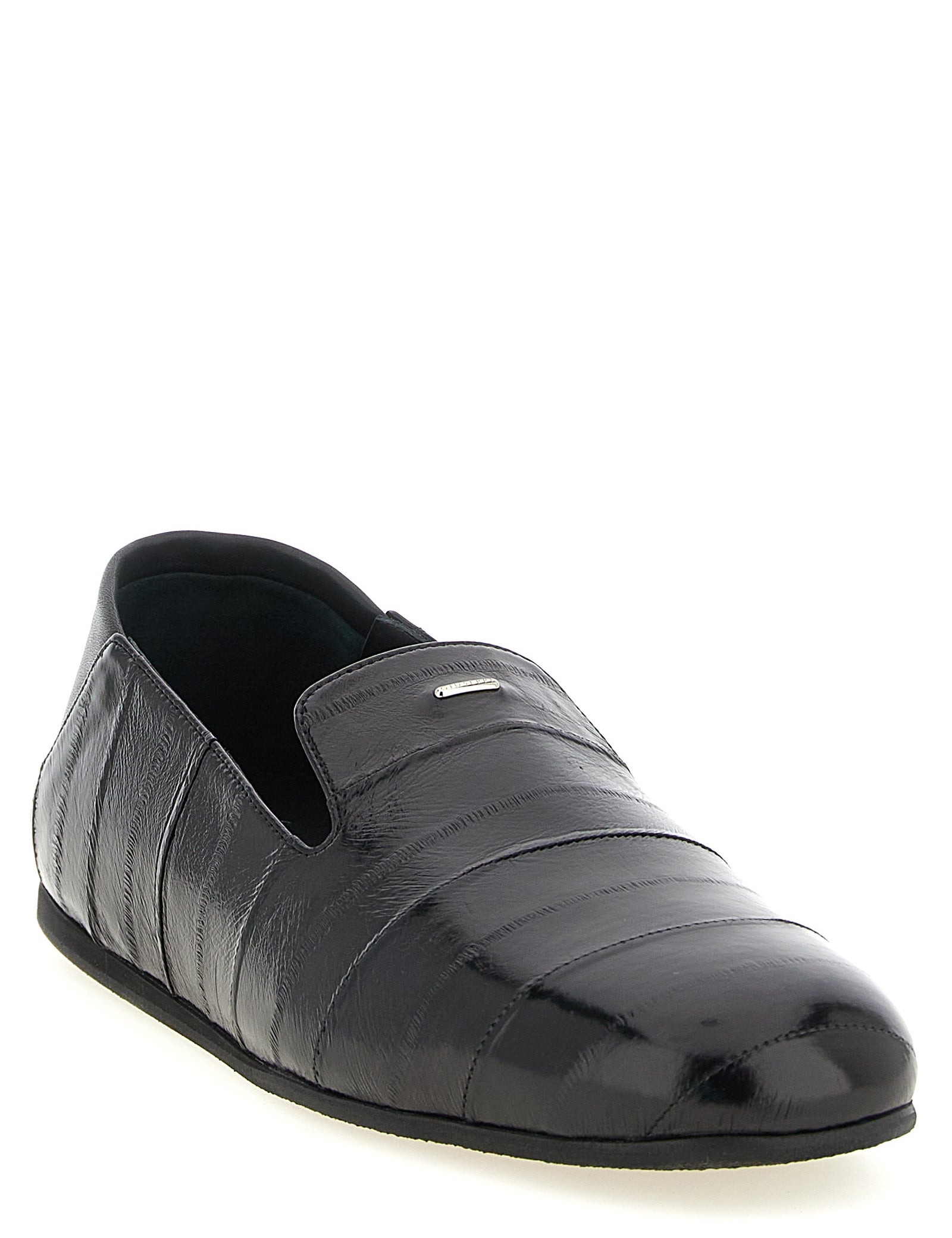 Giuseppe Zanotti Black Eel Leather Slip-On Loafers