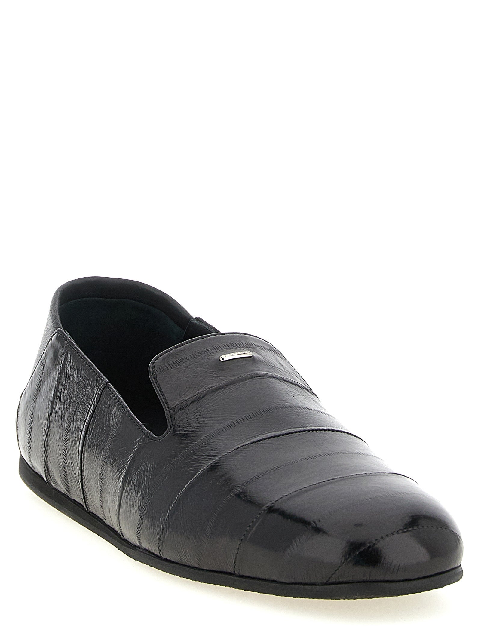 Giuseppe Zanotti Black Eel Leather Slip-On Loafers