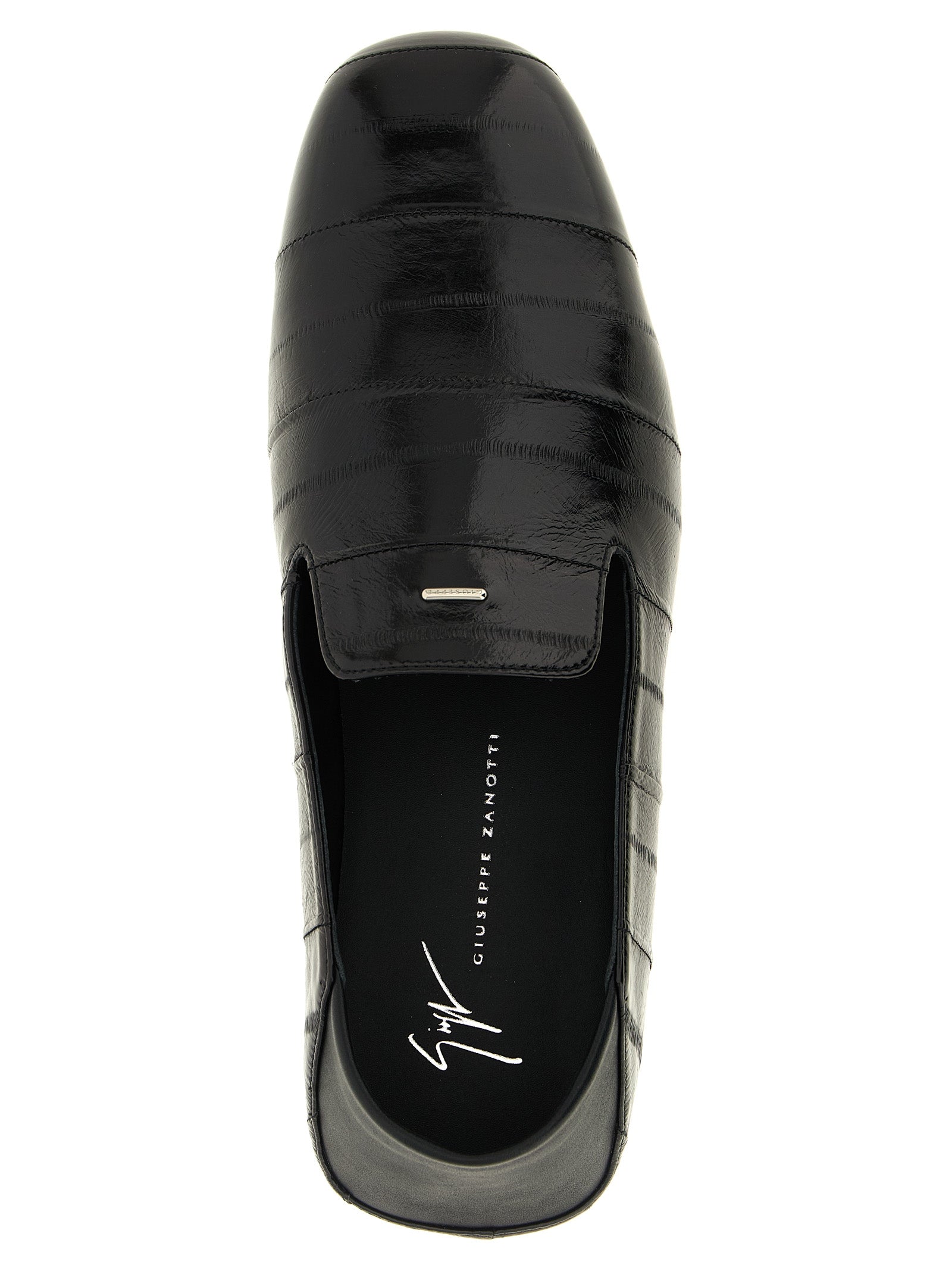 Giuseppe Zanotti Black Eel Leather Slip-On Loafers
