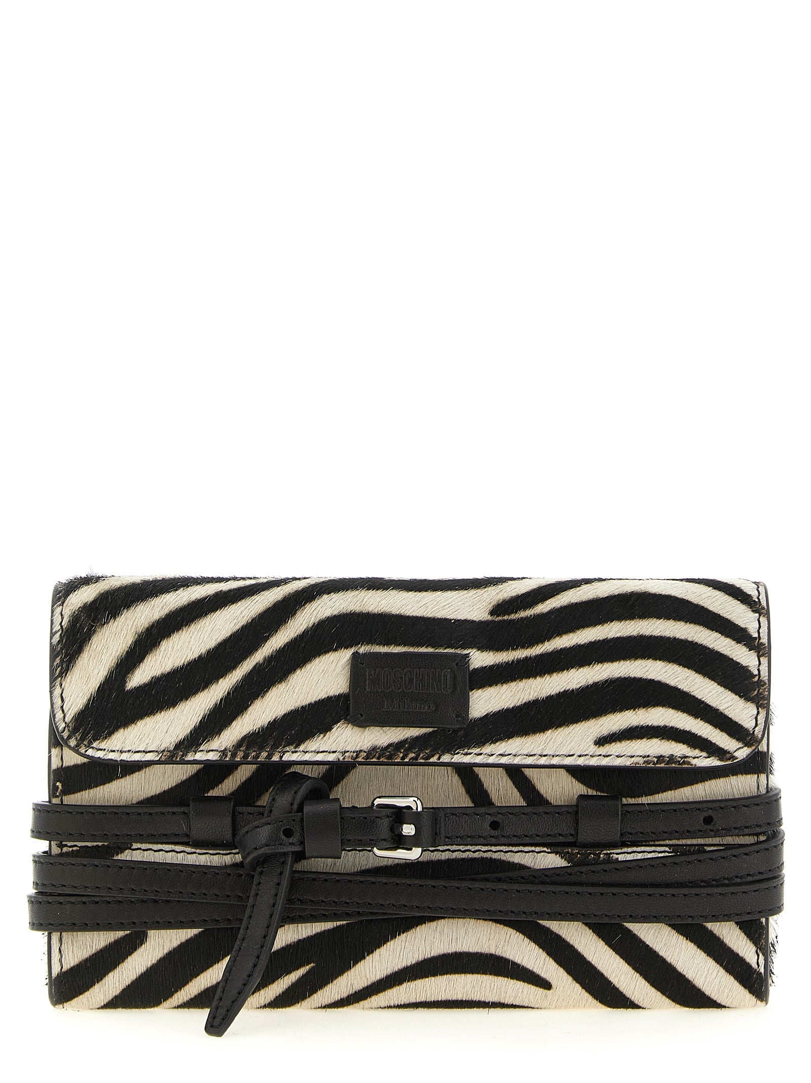 Moschino White/Black Leather Wallet on Chain