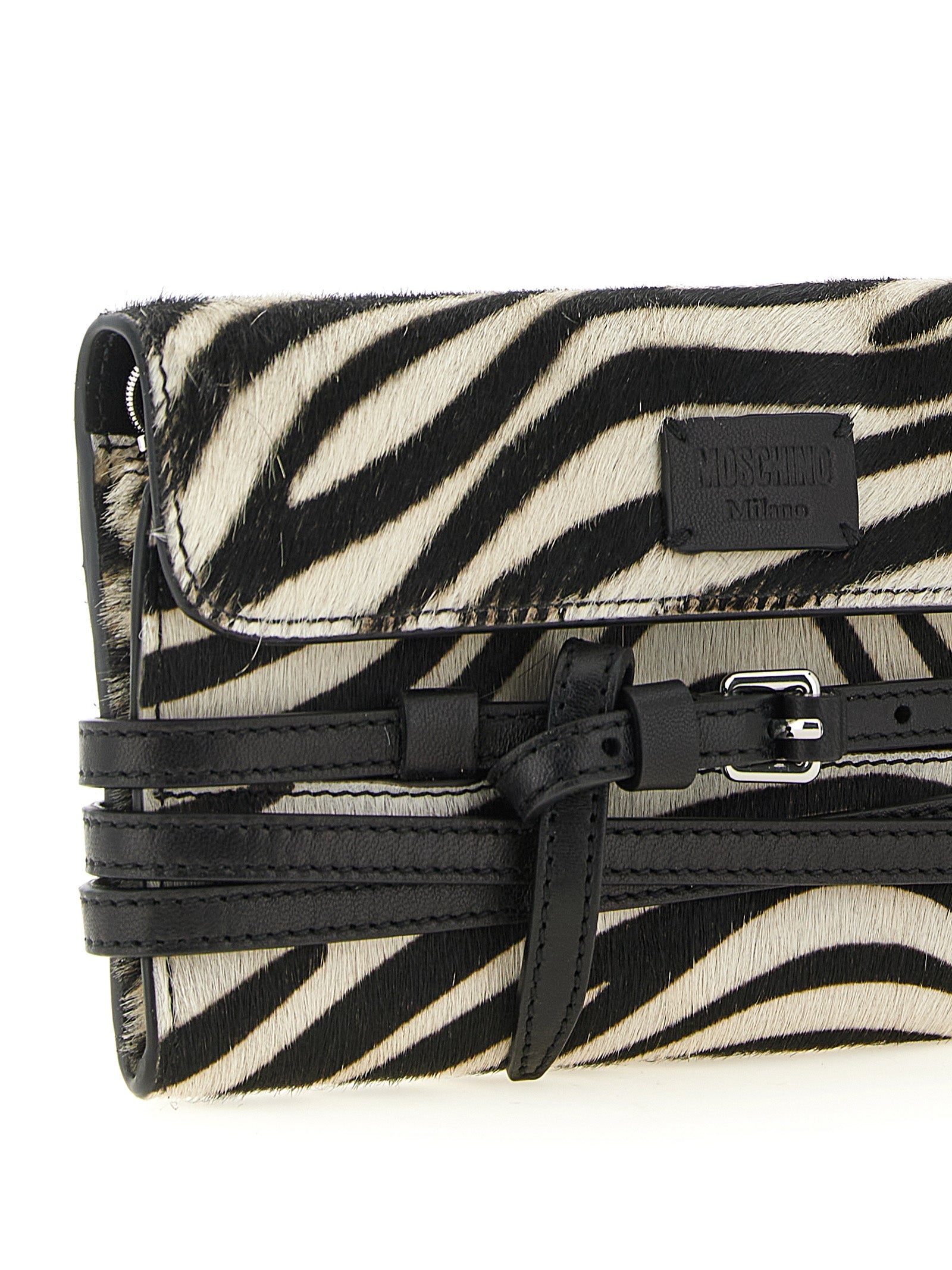 Moschino White/Black Leather Wallet on Chain