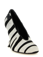 Moschino White/Black Calfskin High Heel Pumps