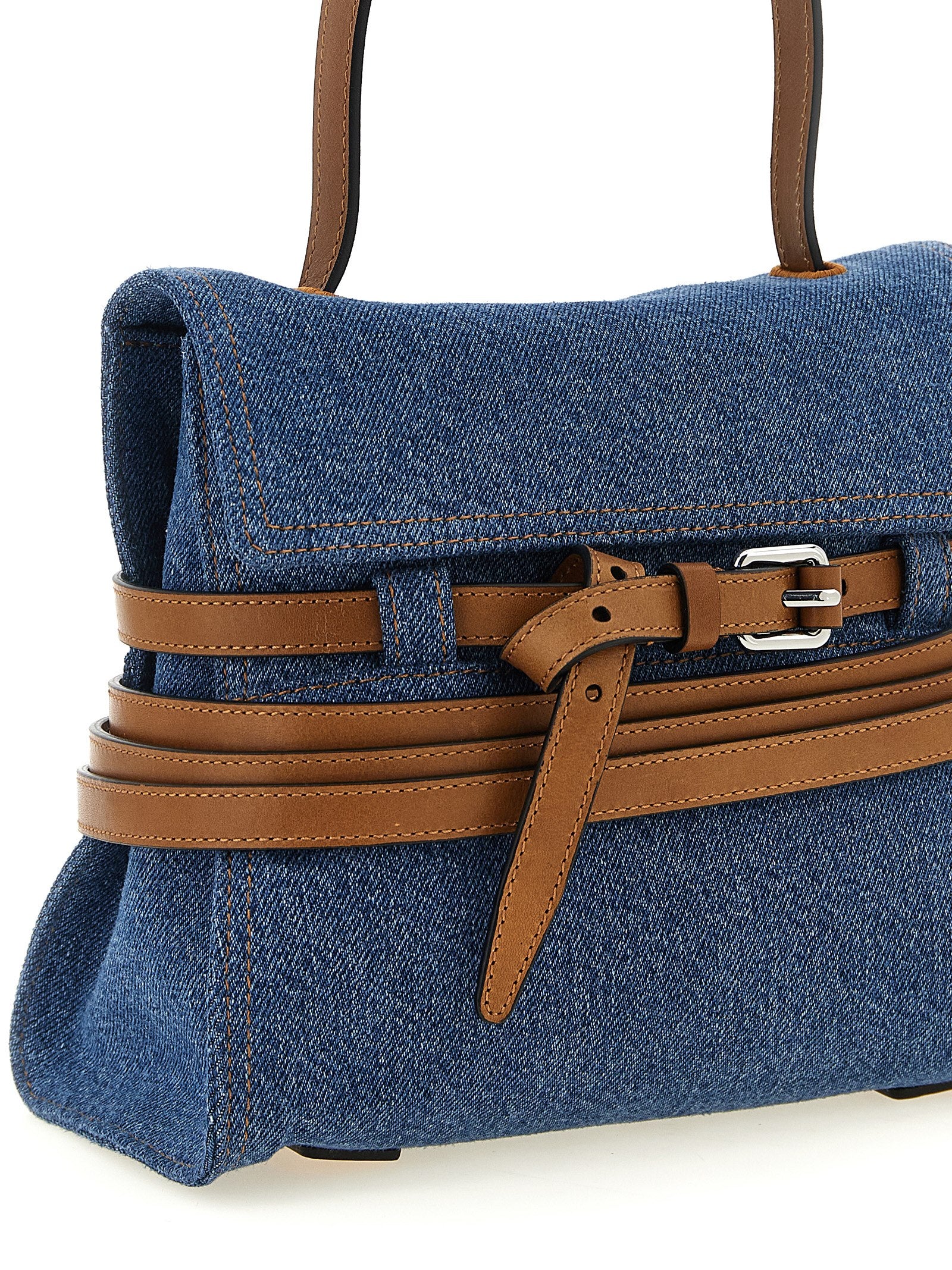 Moschino Blue Denim and Calf Leather Handbag