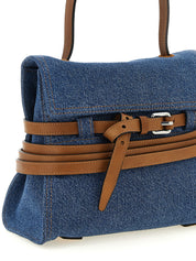 Moschino Blue Denim and Calf Leather Handbag