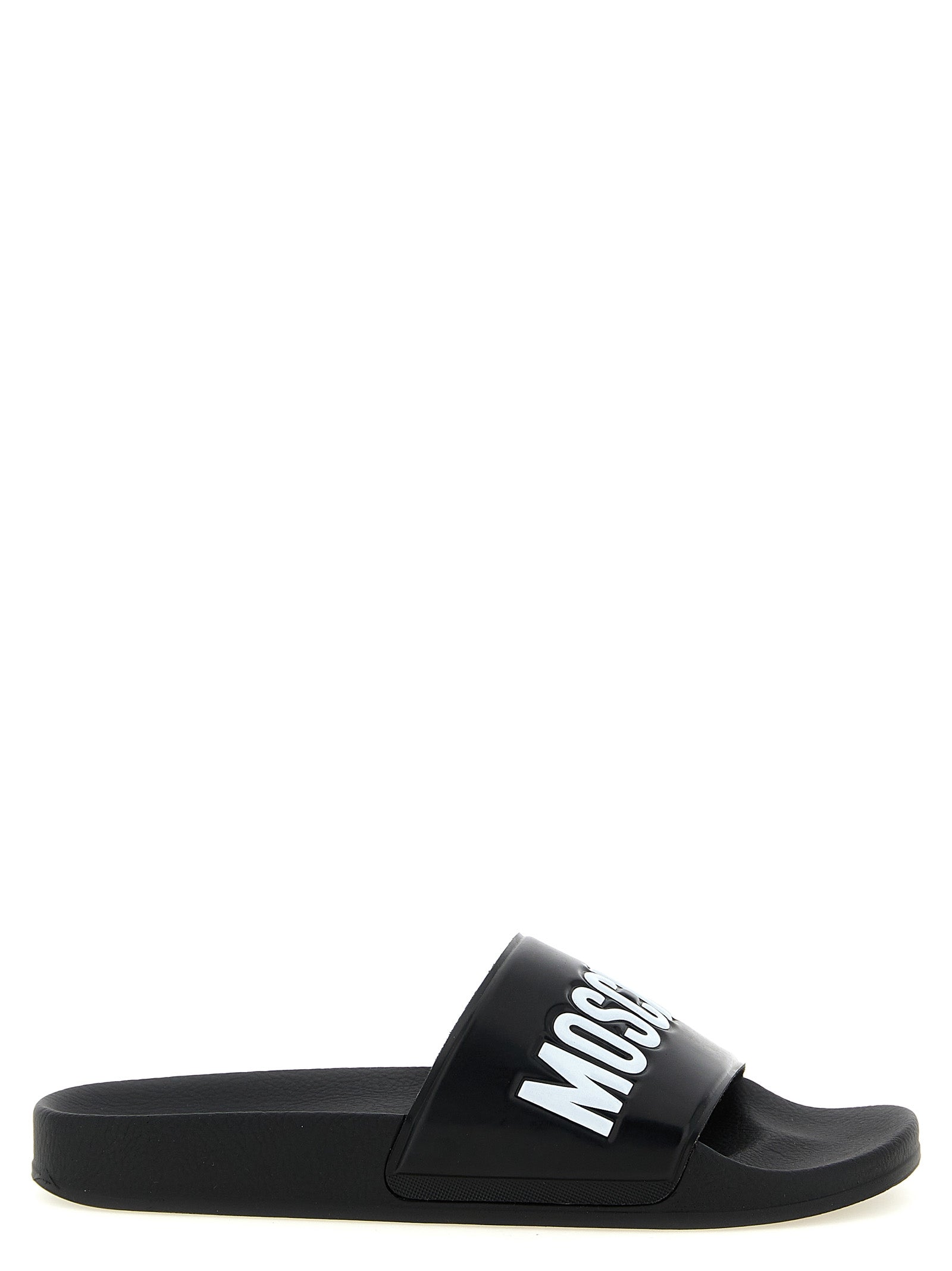 Moschino White/Black PVC Slides
