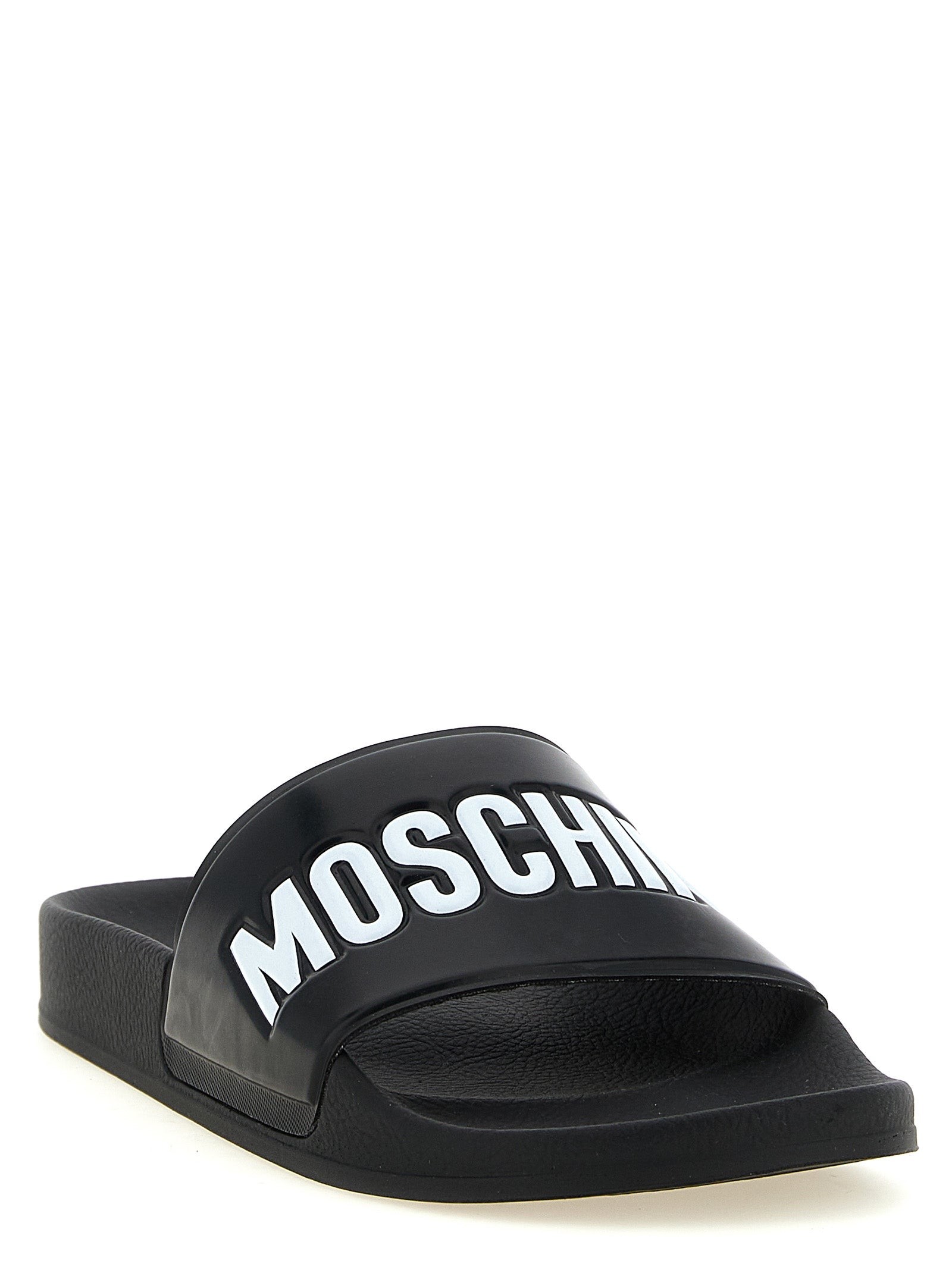Moschino White/Black PVC Slides