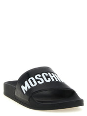 Moschino White/Black PVC Slides