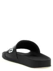 Moschino White/Black PVC Slides