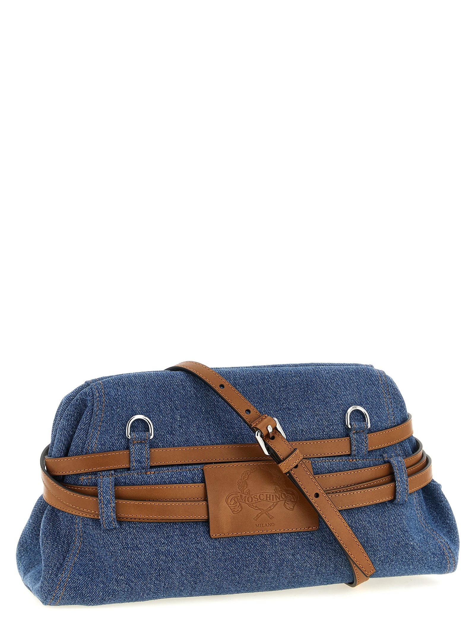 Moschino Blue Cotton Clutch Bag