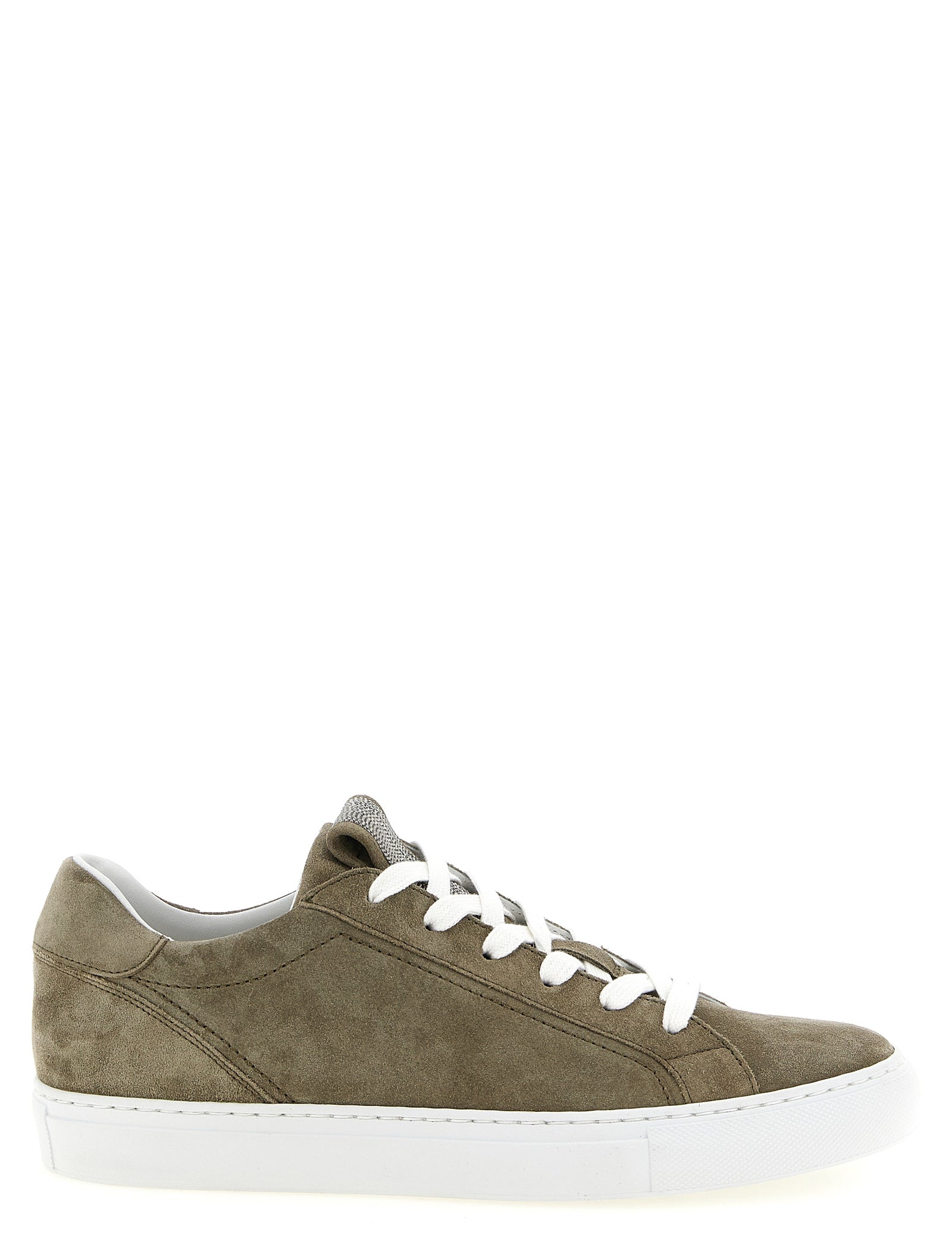 Brunello Cucinelli Gray Khaki Suede Low Top Sneakers