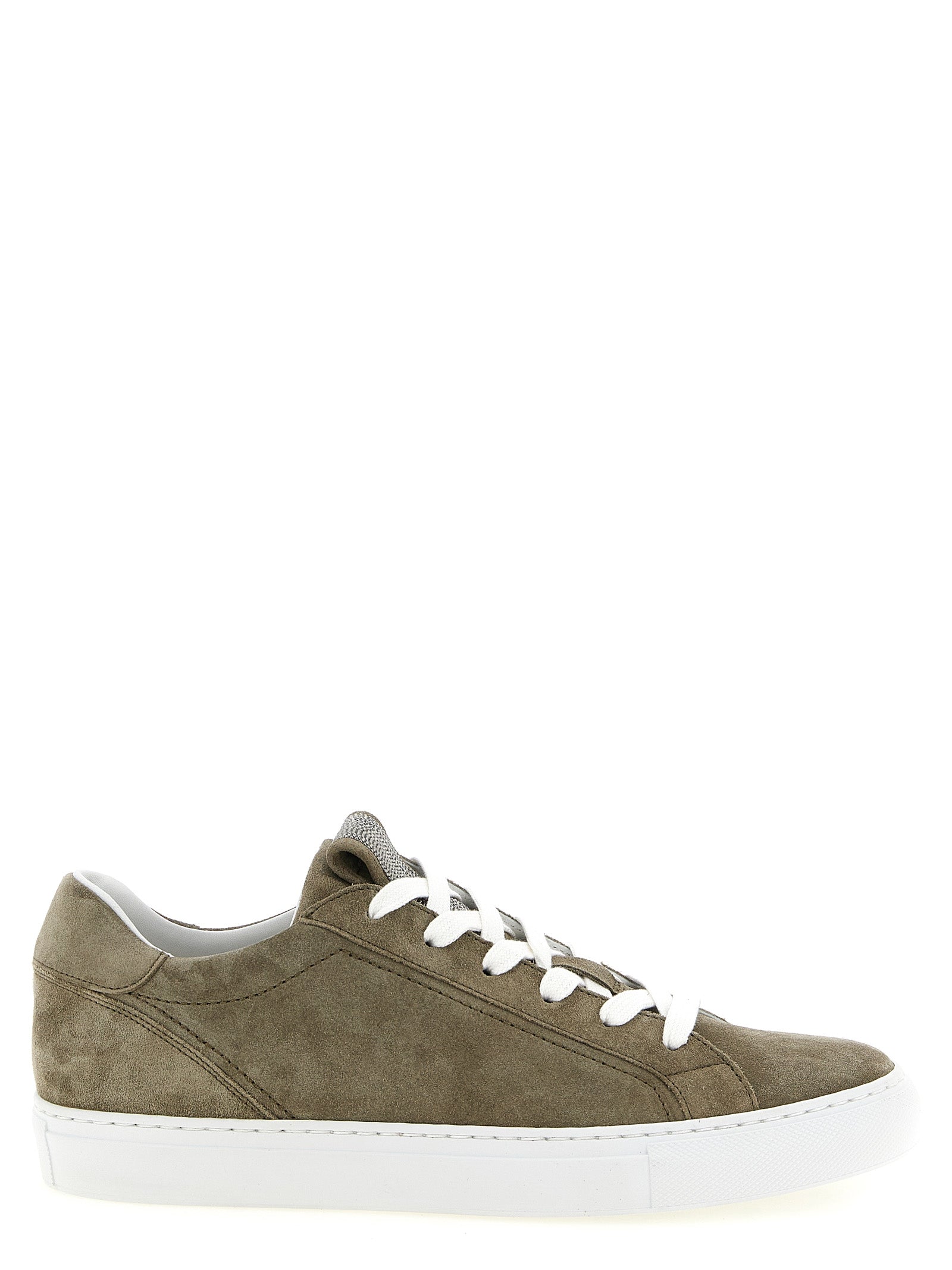 Brunello Cucinelli Gray Khaki Suede Low Top Sneakers