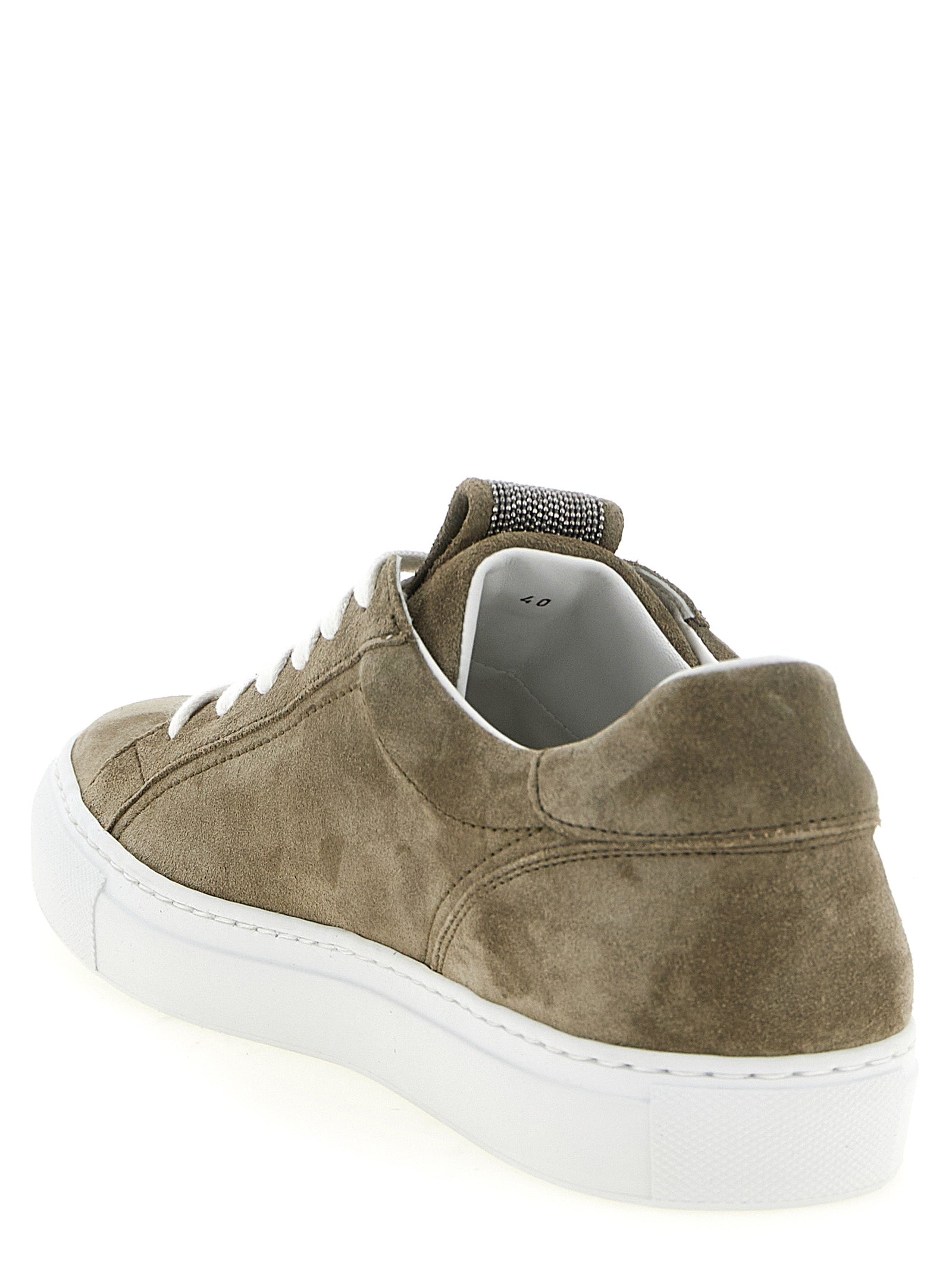 Brunello Cucinelli Gray Khaki Suede Low Top Sneakers