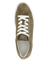 Brunello Cucinelli Gray Khaki Suede Low Top Sneakers
