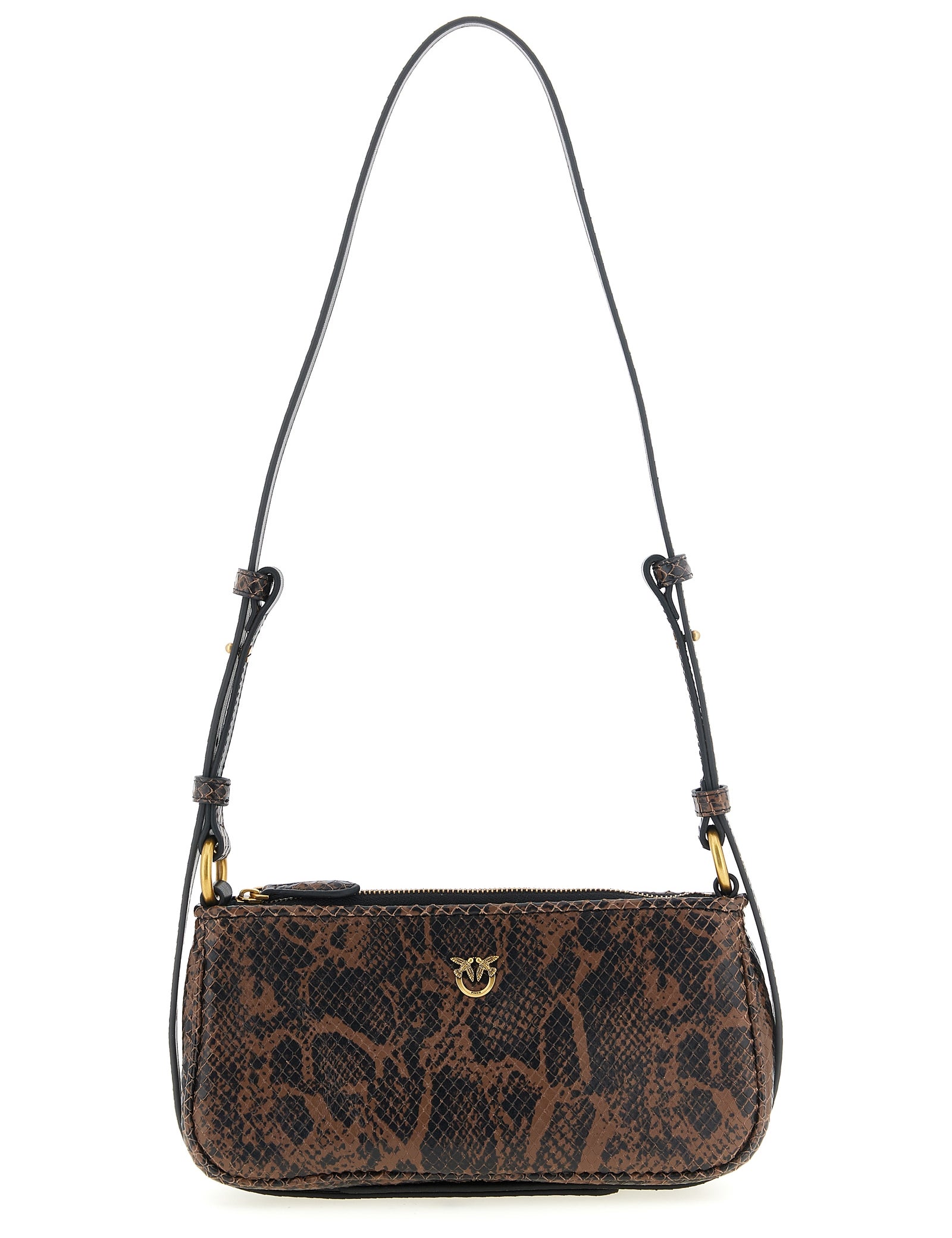 PINKO Brown Calfskin Crossbody Bag