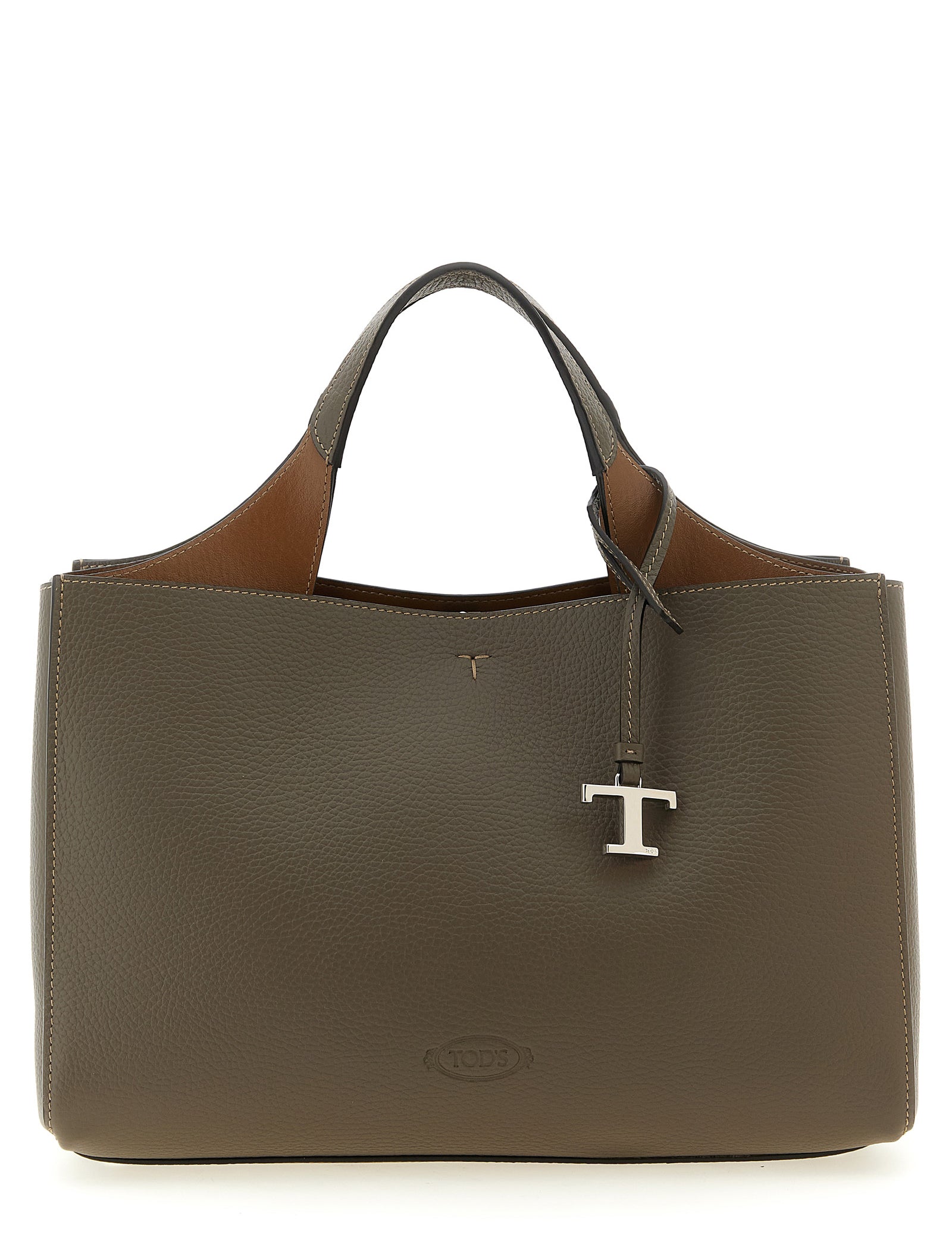 Tod's Taupe Hammered Calfskin Handbag