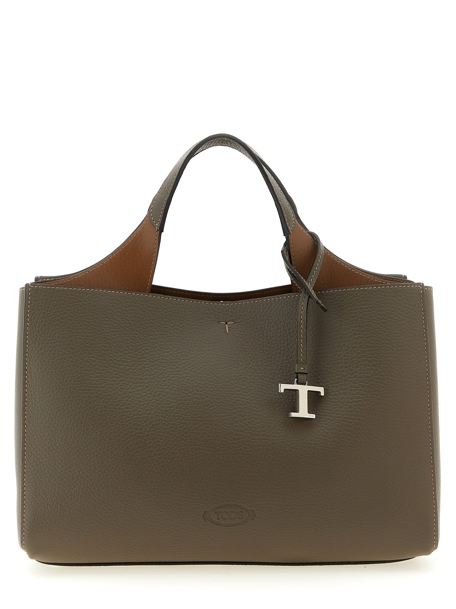 Tod's Taupe Hammered Calfskin Handbag