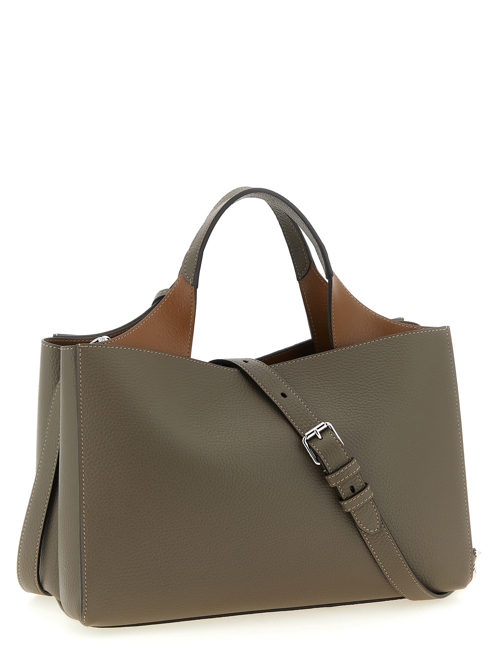 Tod's Taupe Hammered Calfskin Handbag