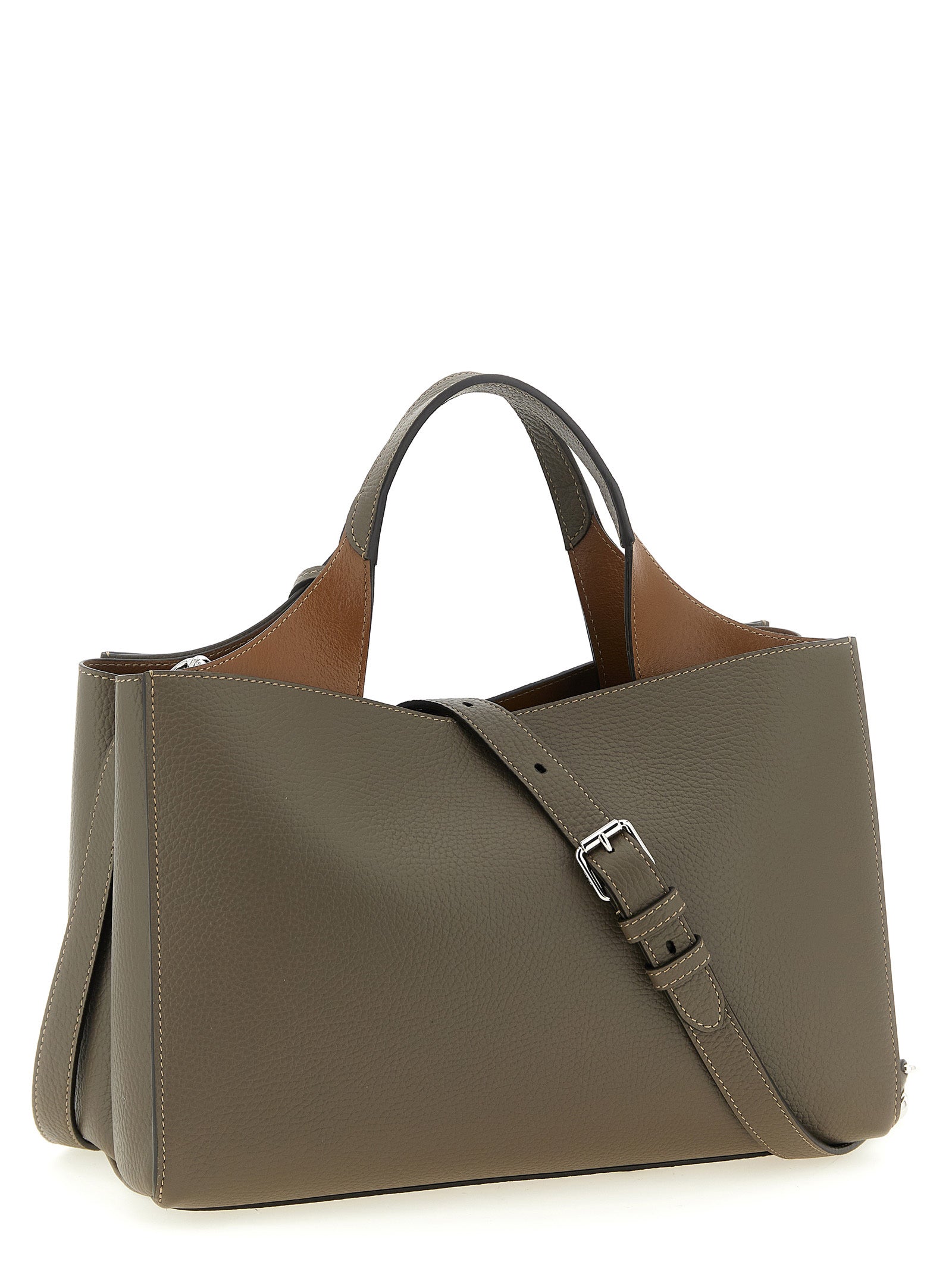 Tod's Taupe Hammered Calfskin Handbag