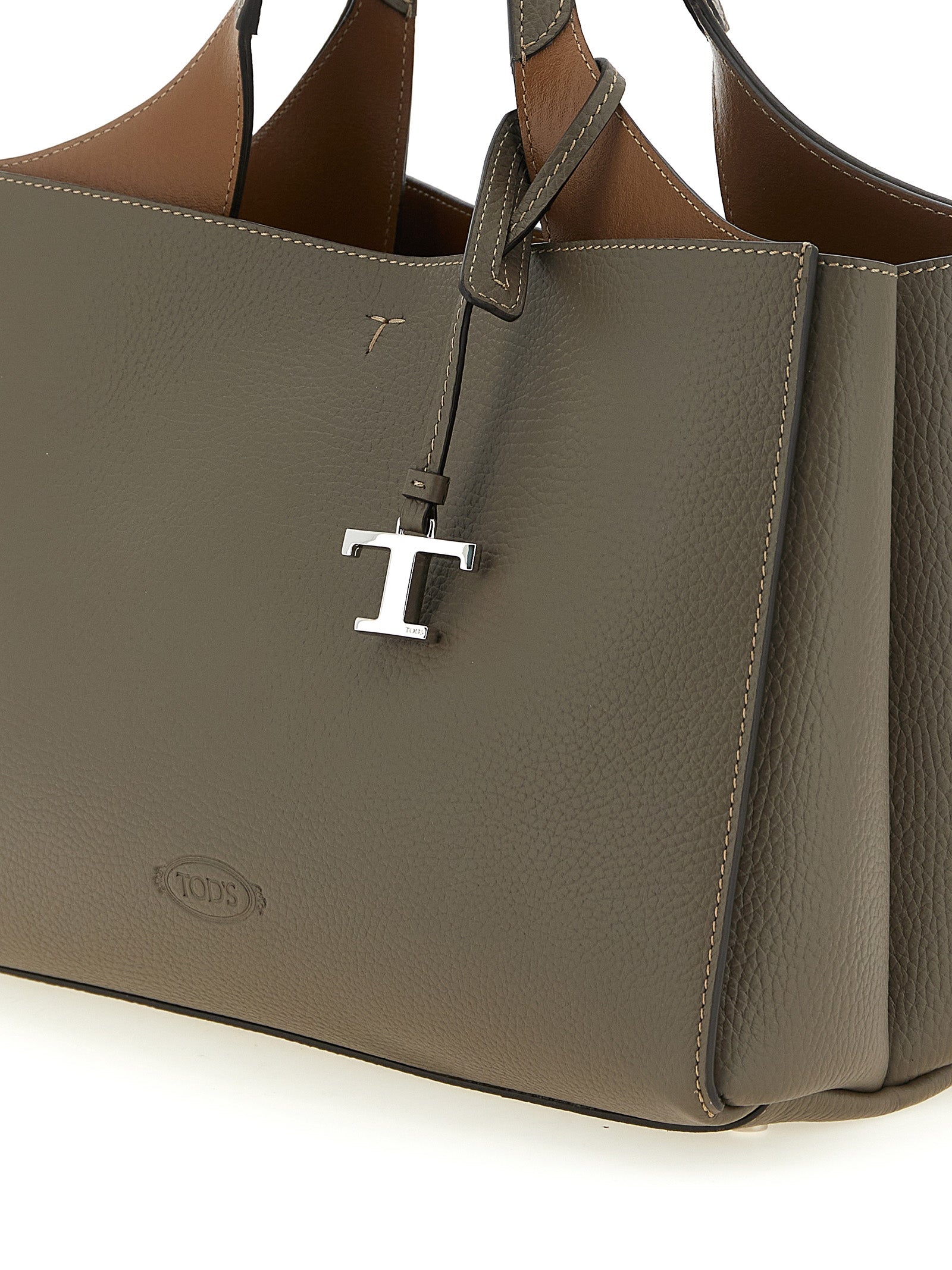 Tod's Taupe Hammered Calfskin Handbag