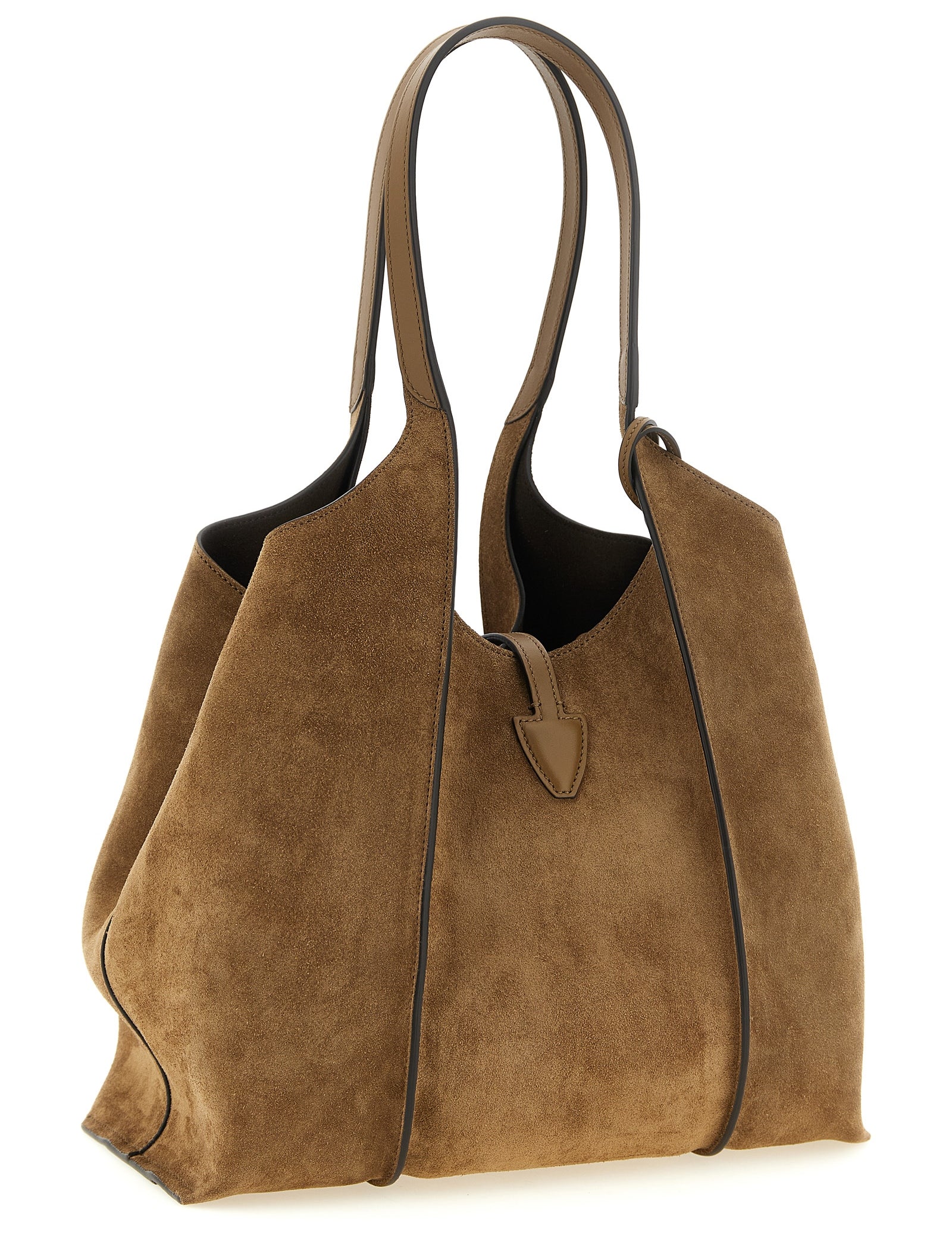 Tod's Brown Suede and Leather Midi Shopping Bag
