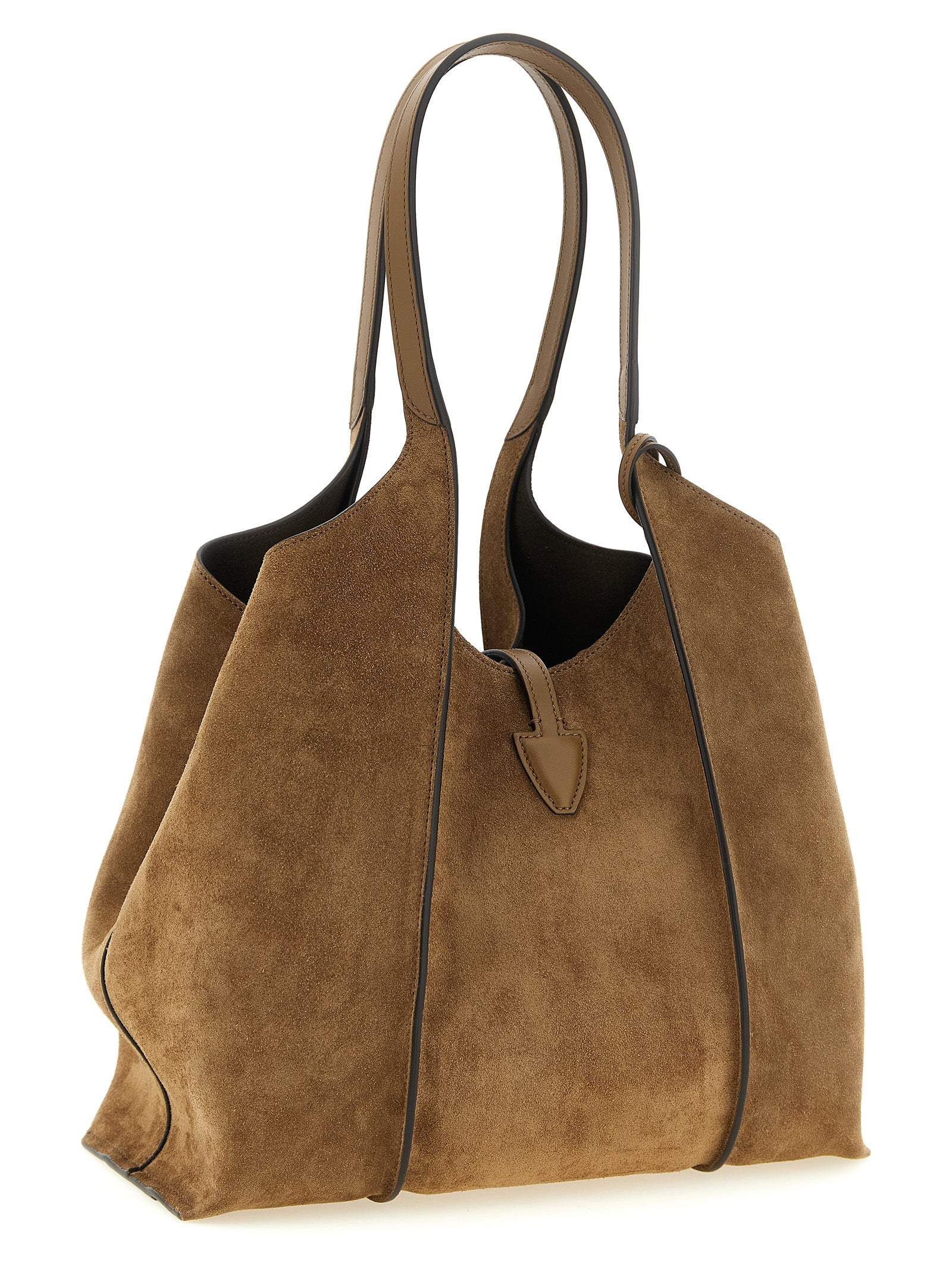 Tod's Brown Suede and Leather Midi Shopping Bag