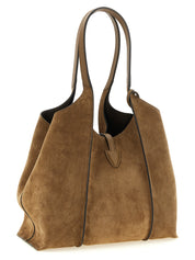 Tod's Brown Suede and Leather Midi Shopping Bag