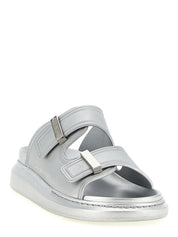 Alexander McQueen Metallic Silver Rubber Slide Sandal
