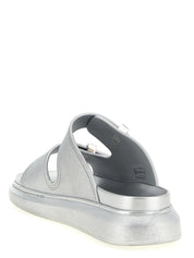 Alexander McQueen Metallic Silver Rubber Slide Sandal
