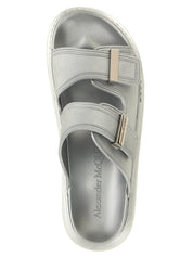 Alexander McQueen Metallic Silver Rubber Slide Sandal
