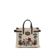 Valentino Garavani Beige Linen Shoulder Bag