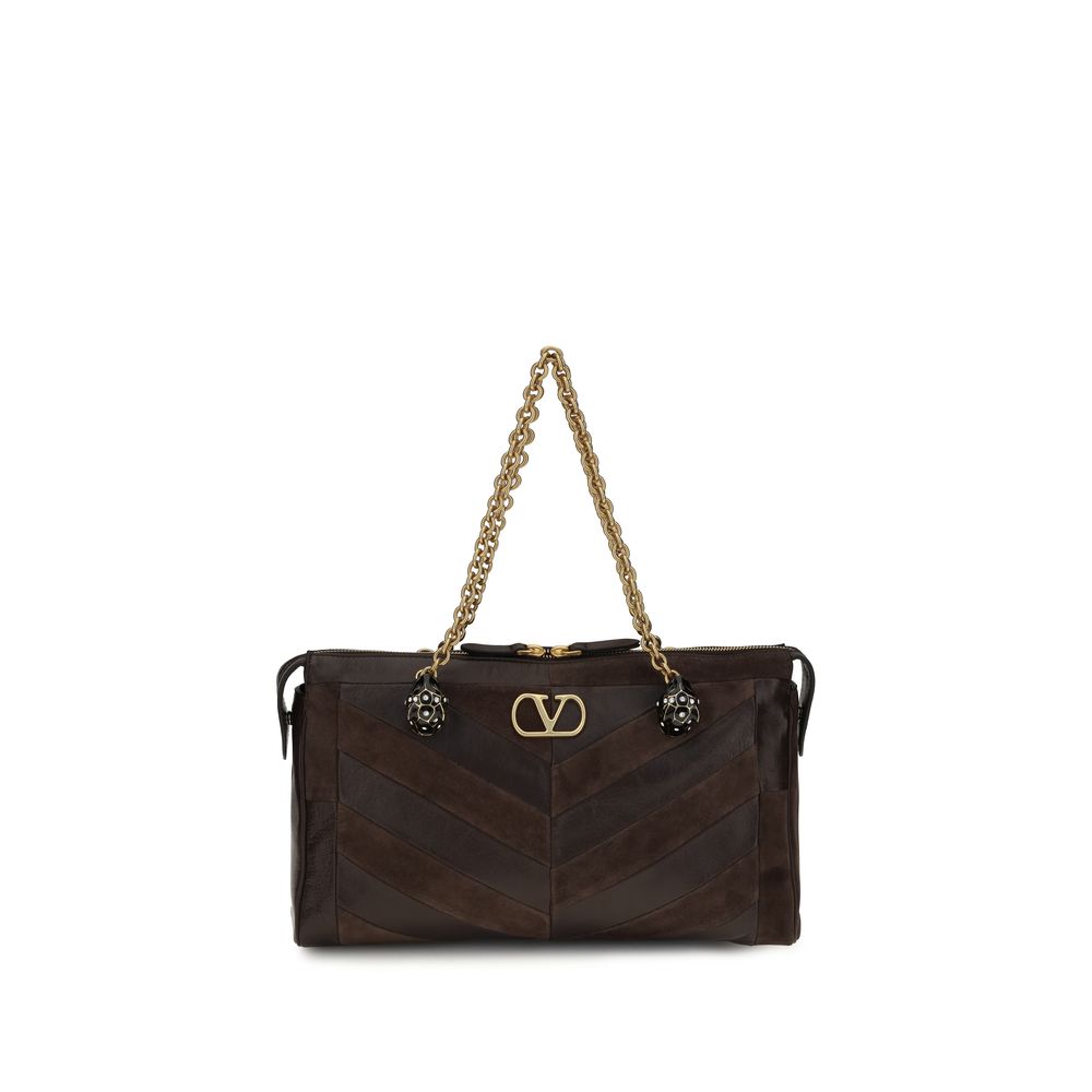 Valentino Garavani Brown Calf Leather Shoulder Bag