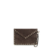Valentino Garavani Brown Suede Clutch