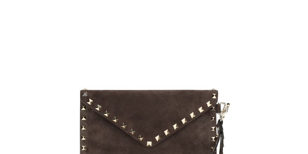 Valentino Garavani Brown Suede Clutch