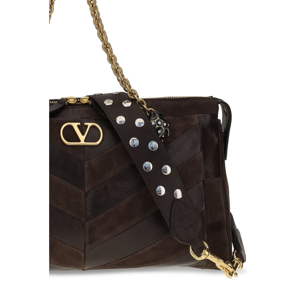 Valentino Garavani Brown Calf Leather Shoulder Bag