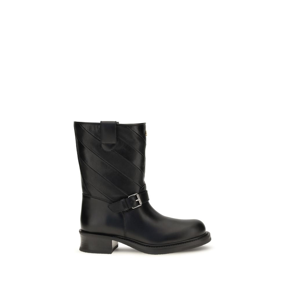Valentino Garavani Black Calf Leather Ankle Boots