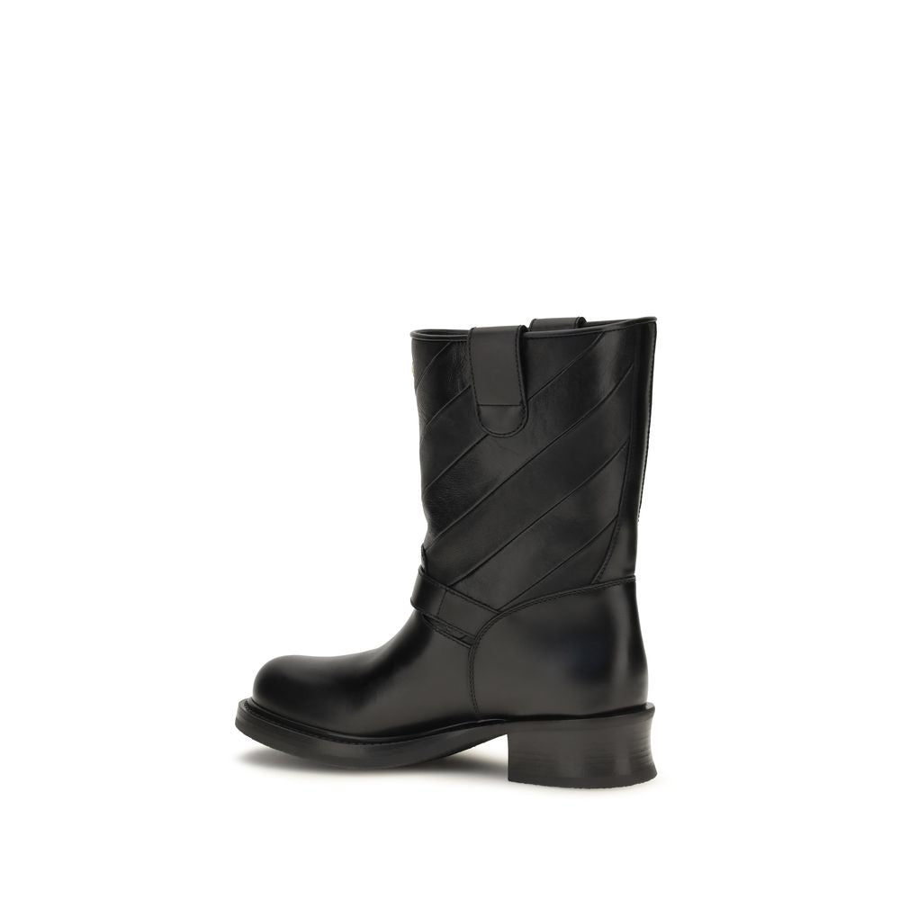 Valentino Garavani Black Calf Leather Ankle Boots