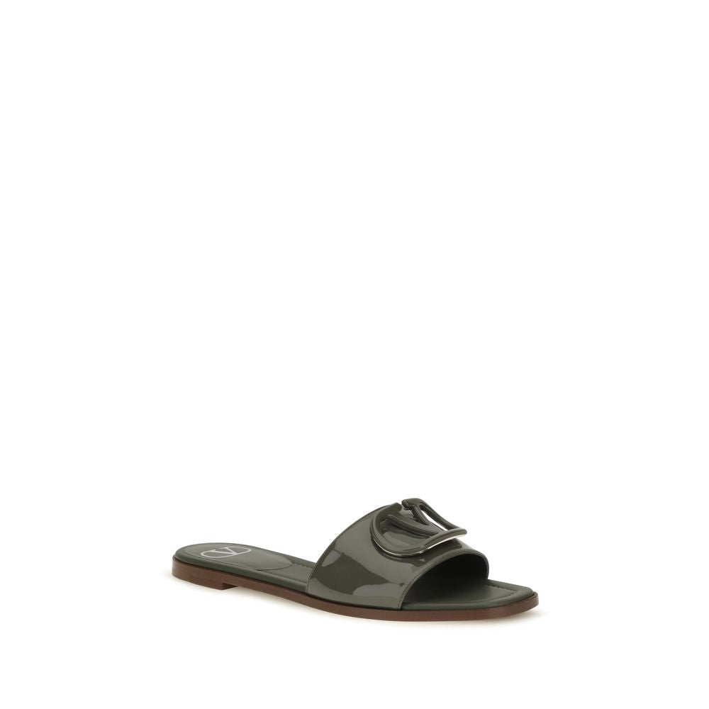 Valentino Garavani Bicolor Calf Leather Slide Sandals