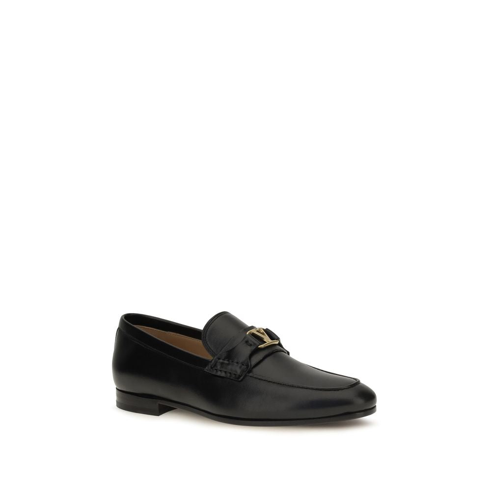 Valentino Garavani Black Calf Leather Loafers
