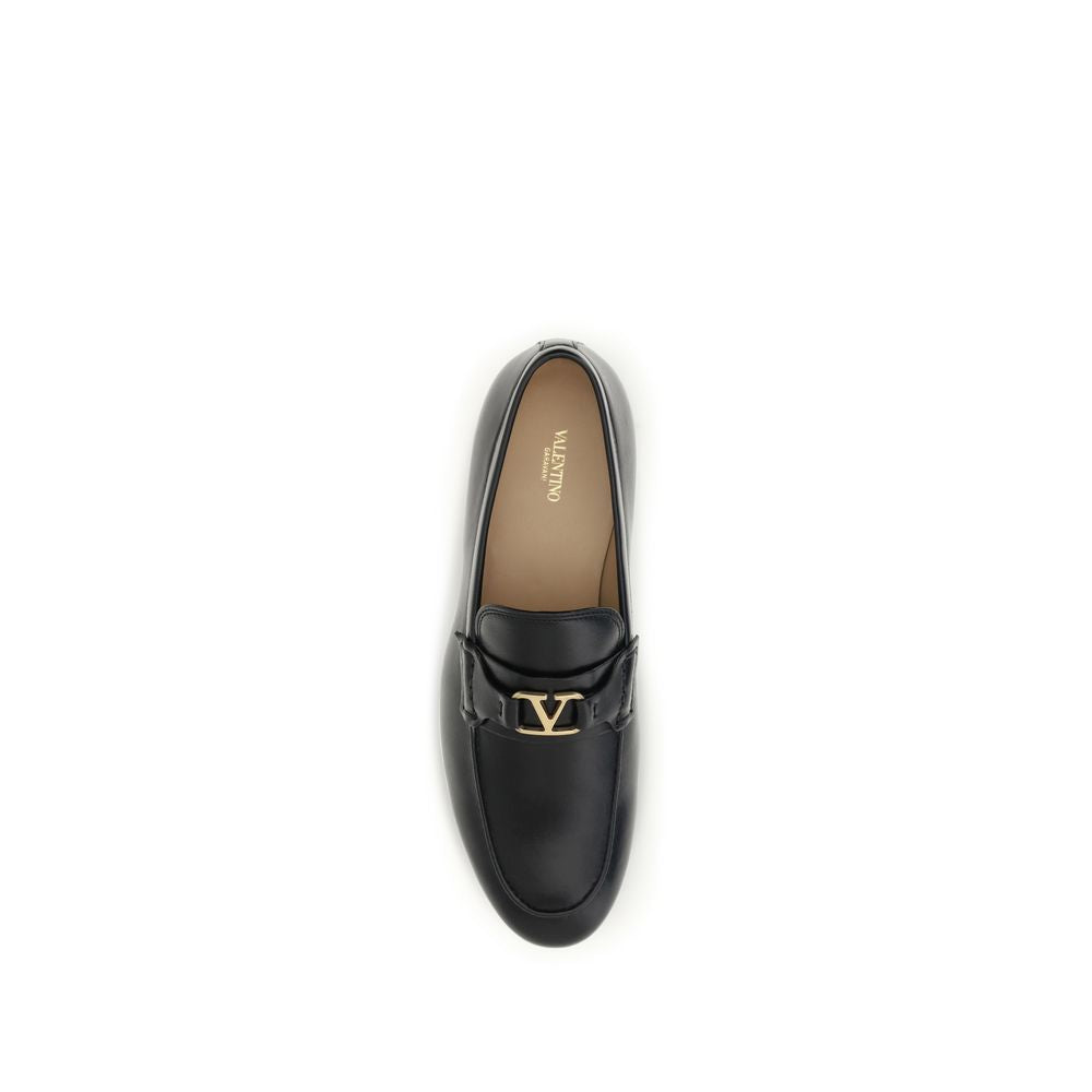 Valentino Garavani Black Calf Leather Loafers