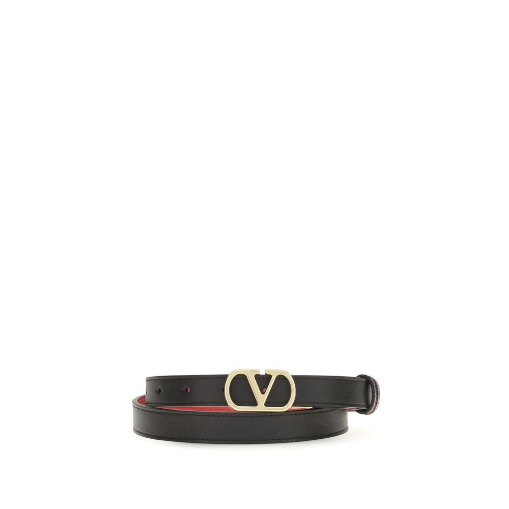 Valentino Garavani Black Calf Leather Regular Belt