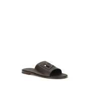 Dolce & Gabbana Brown Calf Leather Flat Sandals