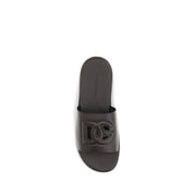 Dolce & Gabbana Brown Calf Leather Flat Sandals
