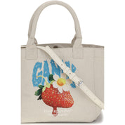 Ganni Beige Polyester Shoulder Bag with Raspberry Print
