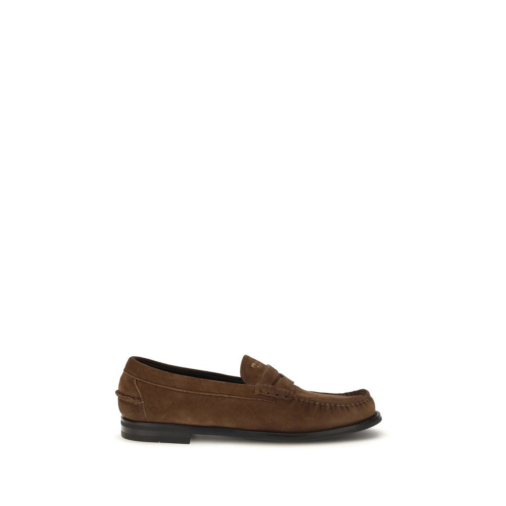 Prada Brown Suede Slip-On Loafers