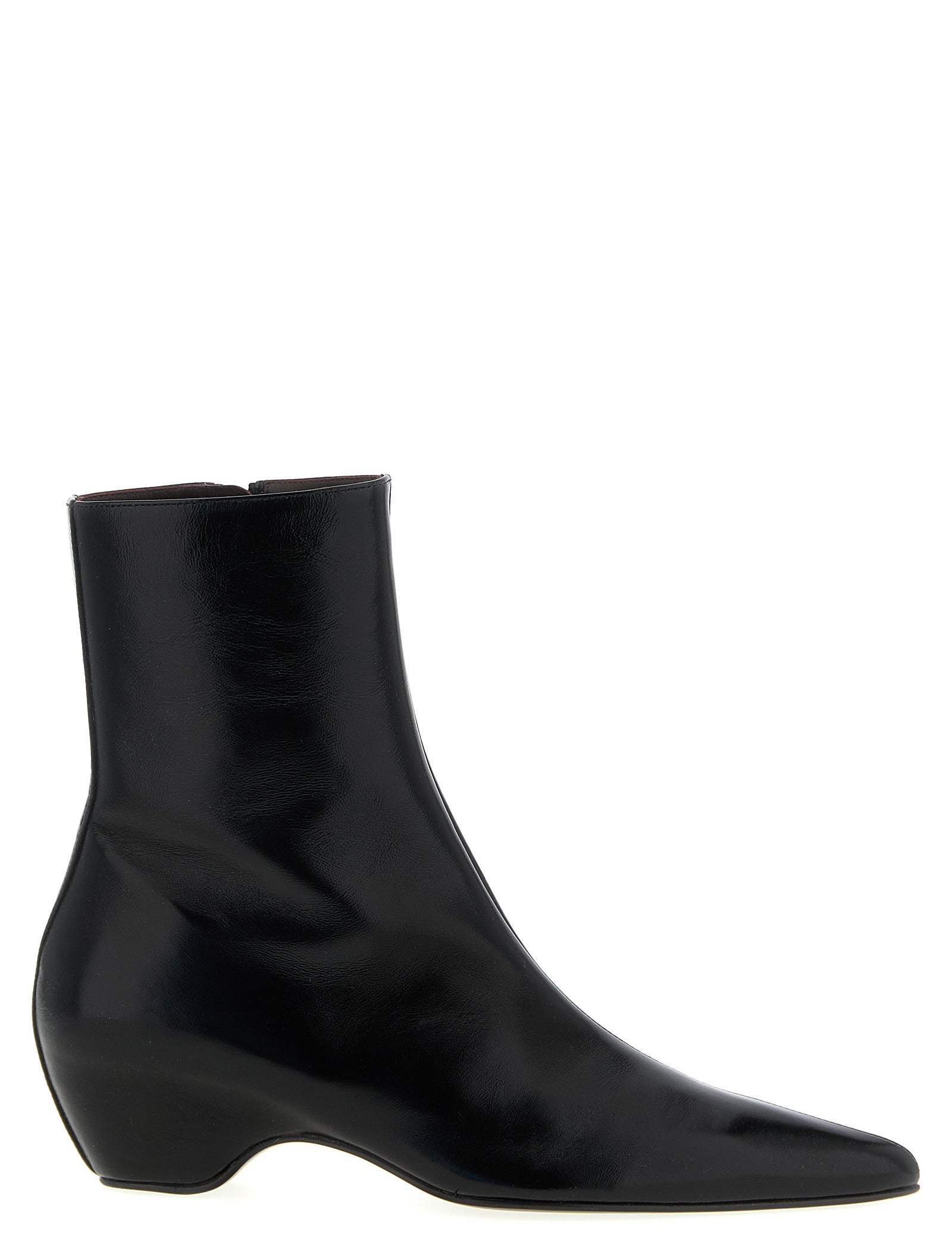 Khaite Black Calfskin Ankle Boots